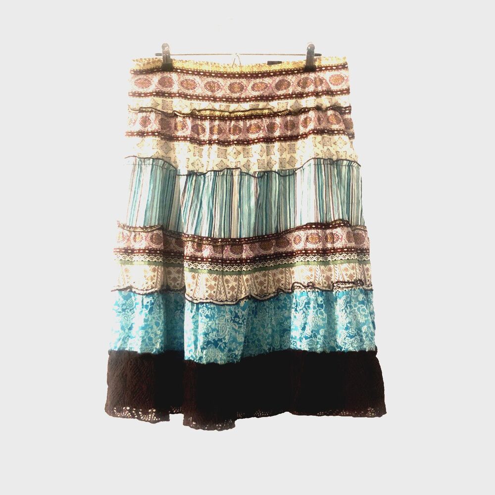 Womens Faith♡Passion Cotton Skirt Medium Boho Hippi Peasant Cottage Core Midi